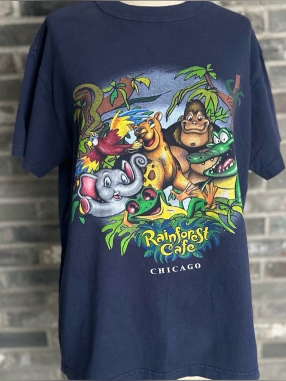 Y2K Rainforest Cafe Chicago Jungle Animals Graphic T Shirt Tee M